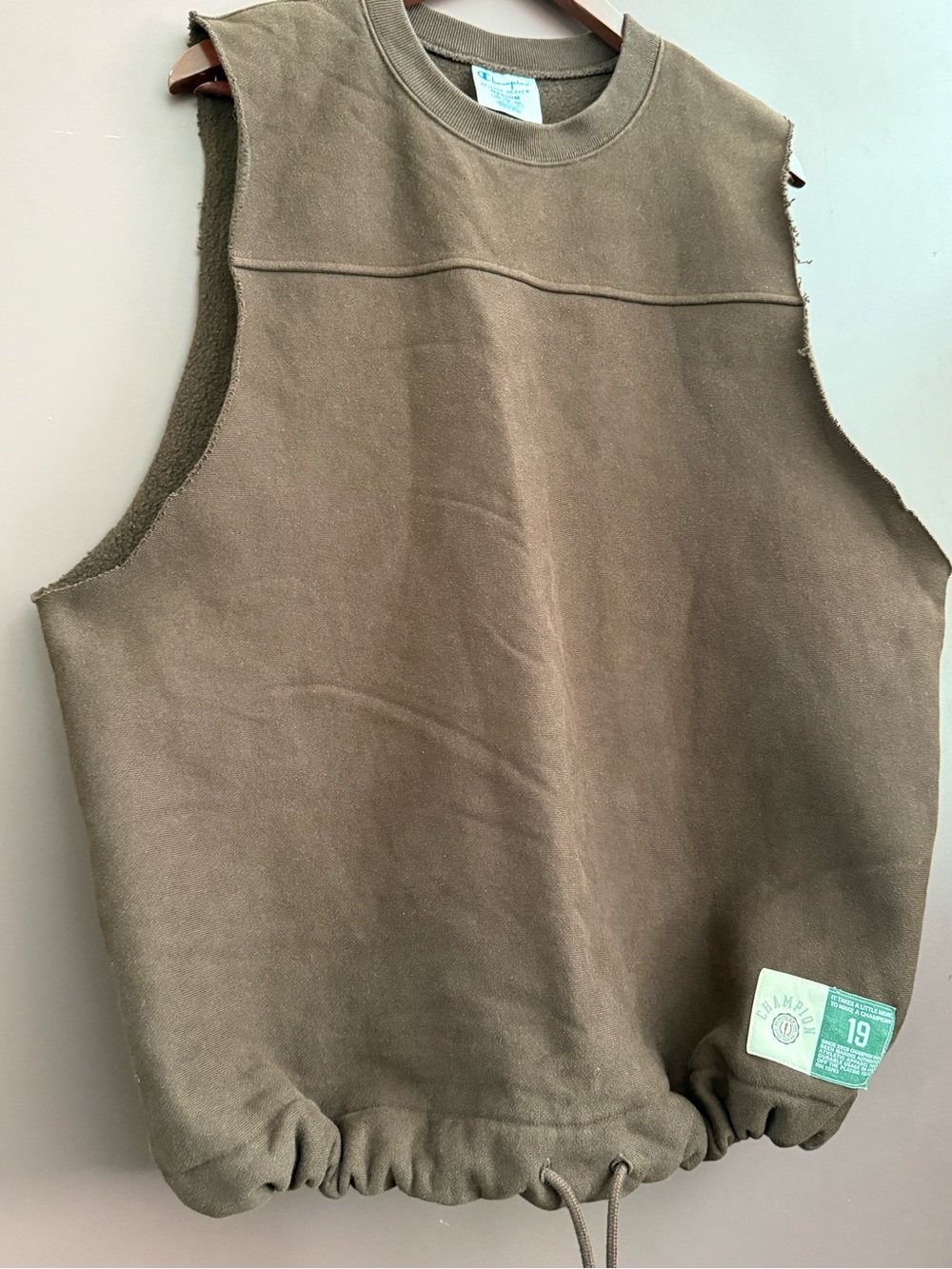 Champion reverse weave cut-off tank in dark brown